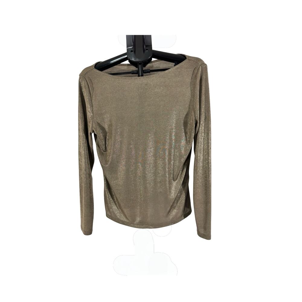 Banana Republic Womens Large Metallic Gold Shimmer Long Sleeve Party Top